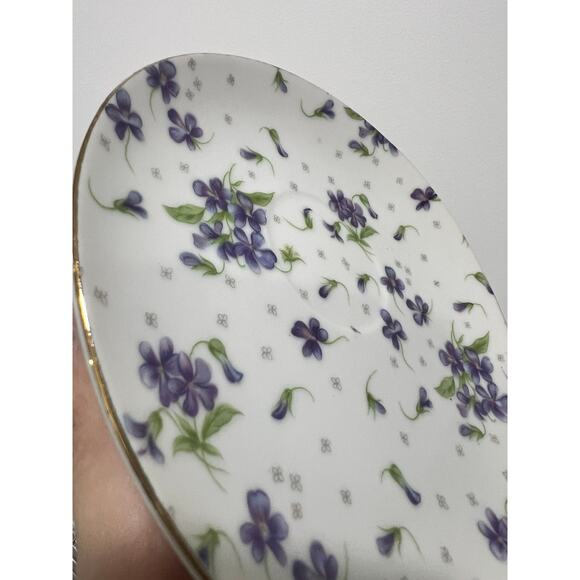 Vintage Tea cup & Saucer; Floral Violet Gold Rim - Picture 9 of 14